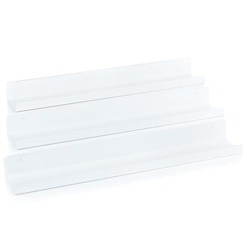 Vinyl Record Shelf - 3 Metal Display Shelves - Wall Mount Now-Playing Vinyl Shelves - an Album Record Holder That Doubles as a Picture Ledge - Fits All Records (White) - color: Metal (White)