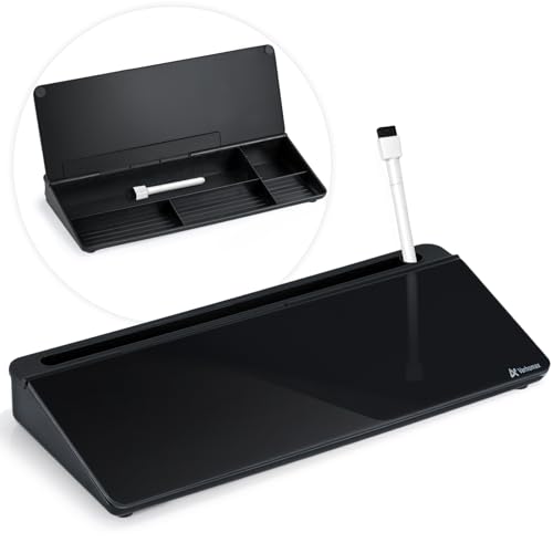 Varhomax Desktop Whiteboard with Storage, Desk Organizer Dry Erase Glass White Board to-do List Memo Notepad for Home Office and School Supplies (Black) - color: Black