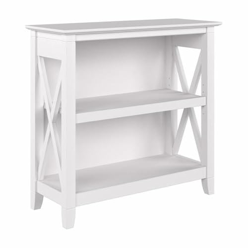 Bush Home Key West Small 2 Shelf Bookcase in Pure White Oak, Compact Home Organizer, Vertical Storage Solution, Bookshelf for Office or Living Room - color: Pure White Oak, size: 2 Shelf