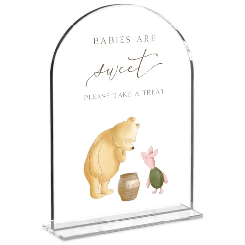 Cute Bear Baby Shower Sign Decor Arch Acrylic 5x7 Inch Sign 08 | Cute Bear Centerpieces Baby Shower & Event Gift Stations Dessert Table Decor - color: BSweet