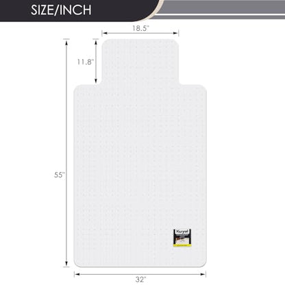 Kuyal Office Chair Mat for Carpet, 32x55 Clear Heavy Duty Computer Chair Mat with Lip, Under Desk Protector Carpeted Floors Mat, Easy Chair Movement,Ship Flat - size: 32" X 55" with Lip