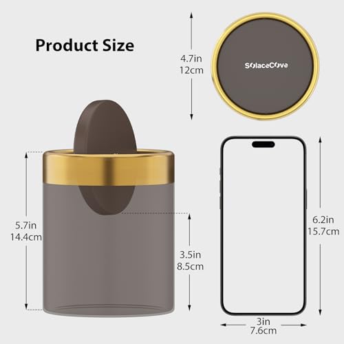 Countertop Trash Can with Lid for Desk Top,0.4 Gallon Stainless Steel Mini Trash Can for Desk、Car、Office、Kitchen,Swing Top Trash Bin with a Roll of Trash Bag(Brown) - color: Browm