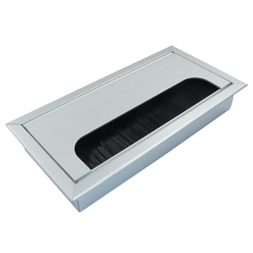 Cable Grommet, 160mm x 80mm Rectangle Hole Cover for Desk Organizers, Silver Desk Grommet Hole Cover for Computer Desk Table - color: Silver, size: 160 x 80mm