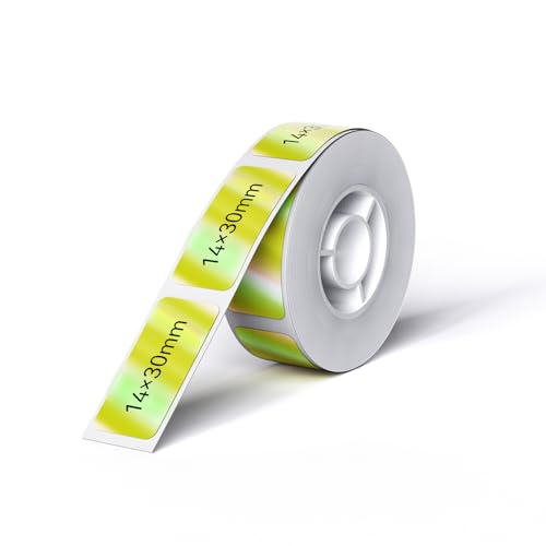 NIIMBOT Thermal Transfer Labels 0.55''x1.18'', Only for B18 Label Maker, PET Material, Waterproof and High-Temperature Resistance, Long Storage Time, Hologram Yellow(14x30mm-190) - color: 0.55''×1.18''-hologram