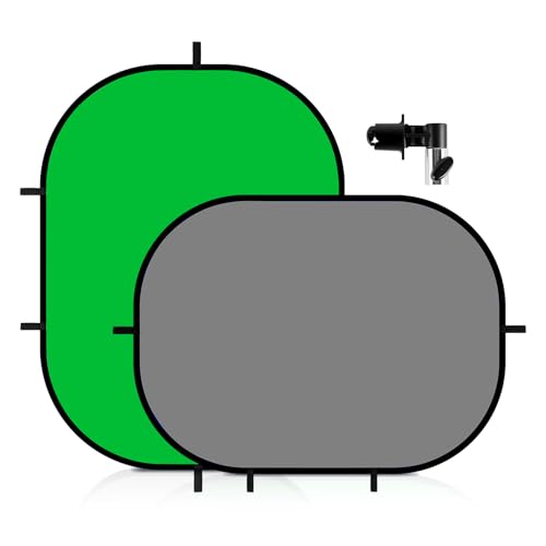 5x6.6ft Reversible Green Grey Backdrop for Photography, Pop-Up Collapsible Background 2-in-1 Muslin Self Tape Backdrop with Clip and Carry Case - color: Green&Grey, size: 5x6.6ft