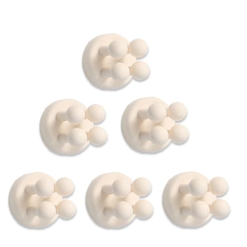 6 Pcs Silicone Waterproof Toothbrush Holders,Multi-Function Self Adhesive Hooks for Hanging Key Clothes Towel Cable for Kitchen Bathroom Home Office Mixed（6pcs White） - color: 6pcswhite