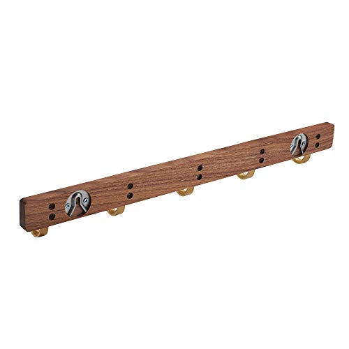 Wall Mounted Coat Rack, Entryway Hanging Rack with Rustic Hooks for Coat, Scarf, Bag, Towel, Key, Cap, Hat - Walnut Gold Matt (5 Hooks - J Shape) - size: 5 Hooks - J Shape