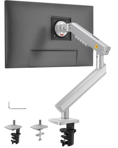 NB SmooVex™ Single Computer Monitor Mount, Monitor Stand fits up to 32 Inch, Mechanical Spring Monitor Arm, VESA 75/100 mm, Model-A5 (Silver) - color: Silver