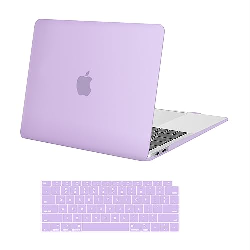 MOSISO Compatible with MacBook Air 13 inch Case M1 2021 2020 2019 2018 Release A2337 A2179 A1932 Touch ID, Plastic Hard Shell Cover&Keyboard Cover for MacBook Air 13.3 inch Case M1, Light Purple - color: Light Purple