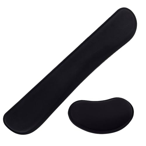 MXCOIRTP Keyboard Wrist Rest Pad, Ergonomic Memory Foam Set Wrist Cushion Support for Easy Typing & Pain Relief, Mouse Wrist Pad, Anti-Slip Wrist Support for Gaming, Computer, Laptop, Office -Black - color: Keyboard Wrist Rest, Black