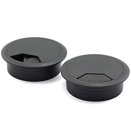 2pcs 2 inch Desk Wire Cord Cable Grommets Hole Cover for Office PC Desk Cable Cord Organizer Plastic Cover Black (Black-2Pcs) - color: Black