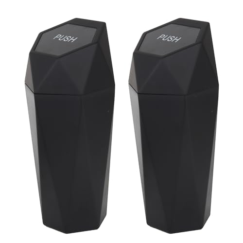 Car Trash Can Bin,Small Garbage Can with Lid,Automotive Cup Holder Mini Cars Trashcan,Portable Cars Door Trash Cans,Car Accessories Interior Essentials Gadgets Dustbin (2Pcs, Black) - color: Black