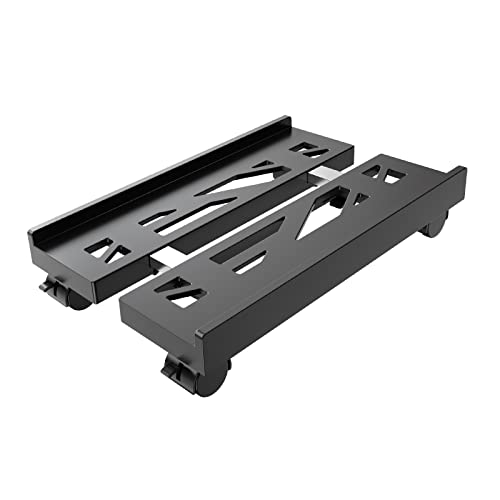 Adjustable Mobile CPU Stand, Ventilated Computer Tower Stand with 4 Caster Wheels Fits Most PC Tower, Under Desk CPU Holder PC Floor Cart Computer Riser for Students and Gamers (Black) - color: Regular Black