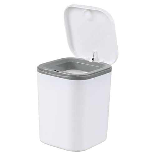 0.5 Gallon Tiny Countertop Trash Can, Mini Desktop Garbage Can with Press Type Lid, White - color: White