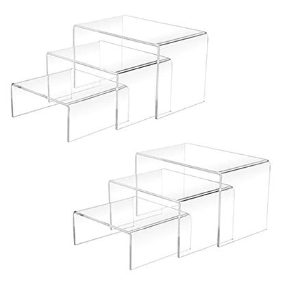 Cerpourt 2 Sets Acrylic Display Risers(3",4",5") Clear Product Stand,Cupcakes Holder Dessert Transparent Showcase Stands, Candy Bar Risers, Lifts for Figures