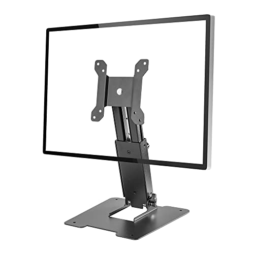WEARSON Folding Monitor Stand - Height Adjustable Vesa Monitor Stand, Tilt, Rotation Free Standing Low Profile Desk Mount for Single Monitor up to 28 inch Screens Upgrade WS-03T
