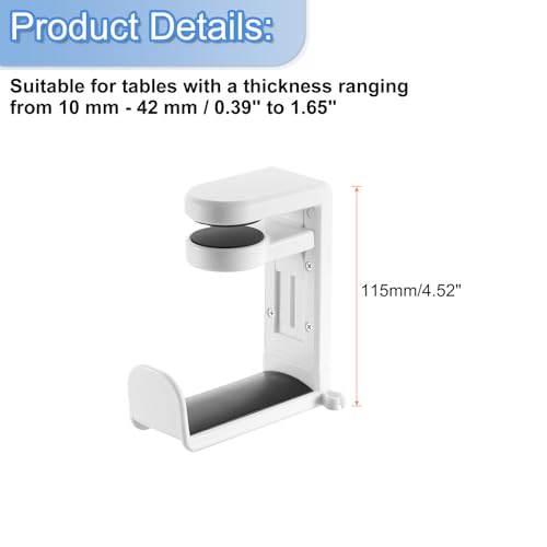 HARFINGTON Headphone Stand Holder 360 Degree Adjustable Clamp Desk Hook Clamp 0.39"-1.65" Clamping Range PC Gaming Headset Stand for Headphone Earphone, White/Black - color: White Black