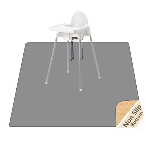 Splat Mat for Under High Chair, Waterproof Washable High Chair Floor Mat | 51"×51" Reusable Splash Mat and Food Mat for Baby Meals, BLW, Crafts, Play. Non-slip Backing, Wipeable Floor Protector - color: Warm Taupe