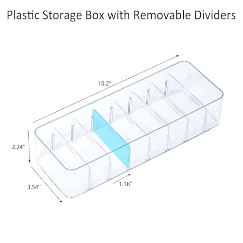 Clear Cable Cord Organizer Box, Adjustable Desk Drawer Storage Case for Home Office Supplies, Battery and Cell Phone Charger, Plastic Art Crafts Container - color: Clear ( without Lid ), size: 1 Pack