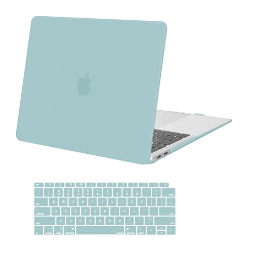 MOSISO Compatible with MacBook Air 13 inch Case 2022 2021 2020 2019 2018 Release A2337 M1 A2179 A1932 Touch ID, Plastic Hard Shell Cover&Keyboard Cover for MacBook Air 13.3 inch Case, Aquamarine - color: Aquamarine