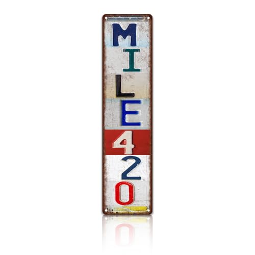 Vintage Mile 420 Wall Decor Street Signs Home Bar Coffee Metal Tin Signs 4 x 16 Inches - color: Mile 420