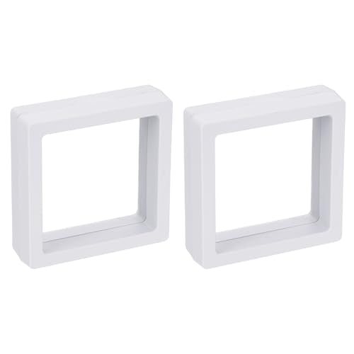 MECCANIXITY Floating Frame Display Holder Stand 3D Jewelry Display Box 2.76 x 2.76 x 0.79 Inch White for Ring Necklace Bracelet Earring Pack of 2 - color: White, size: 2.76 x 2.76 x 0.79 inch