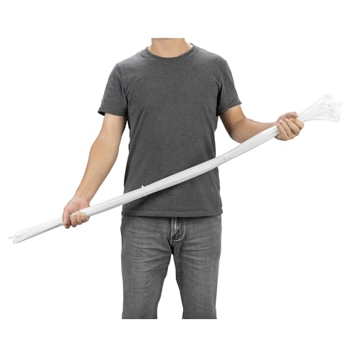 20PCS 60 inch Cable Zip Ties Heavy Duty 250Lbs Tensile Strength Nylon Long Wire Ties Self-Locking Durable Plastic Tie Wraps for Indoor and Outdoor UV Resistant(White) - color: White, size: 60 inch(250lbs)