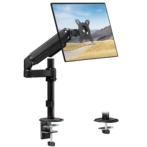 monTEK Tall Single Monitor Arm, Heavy Duty Adjustable Desk Mount for 17–32" Screens, Holds 19.8 lbs, 21 in Max Height, Full Motion Swivel & Tilt, VESA 75/100mm