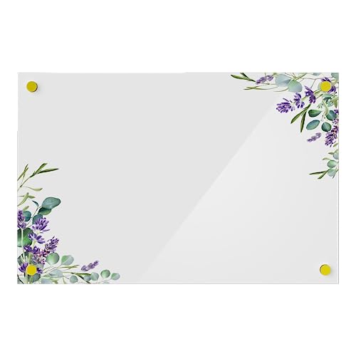 Acrylic Dry Erase Board for Wall with Stylish Border - Shipped Next Day, Made in USA, Non-Magnetic Whiteboard, Wall Mounted Board, Easy to Clean (White - 12x18) - color: Lavendar - White, size: 12"x18"