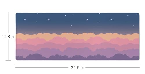 Gaming Mouse Pad Large,Cute Clouds Purple Mouse Pad Gaming Mouse Mat Desk Pad,31.5 x 11.8 Desk Mat Mouse Pads for Desk,Extended Keyboard Mousepad with Non-Slip Base and Stitched Edge - color: Cute Clouds Purple