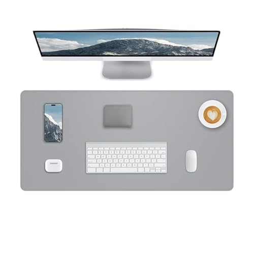 Non-Slip Leather Desk Mat, 31.5" x 11.8" Waterproof Laptop Computer Desk Keyboard Pad, Large Mouse Pad for Office,Work, Home, Decor (Light Grey) - color: Light Grey