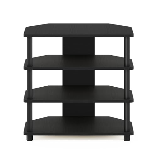 Furinno Turn-N-Tube Easy Assembly 4-Tier Petite Entertainment Center / TV Stand / TV Unit / TV Desk, Blackwood - color: Blackwood, size: 4-Tier