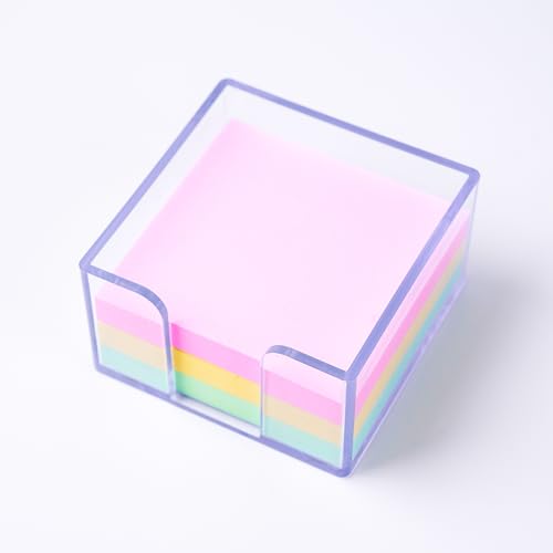 Sticky Notes Holder，Clear Acrylic 3" x 3" Post it Note Holder Dispenser for Desk, Computer Screen, Classroom Office Organizer, Light Blue