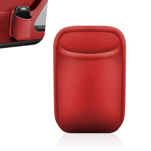 Car Door Hanging Cup Holder, Large Clip-On Car Seat Side Cup Holder, Leather Waterproof Back Seat Storage Organizer Accessories, Universal for Most Cars, SUVs, Trucks (Red) - color: Red