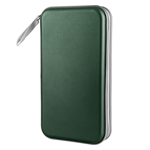 Siveit CD/DVD Case Holder, 80 Capacity Hard Plastic Disc Cases Storage Binder for Car, Home, Office, Travel (Dark Green) - color: Dark Green