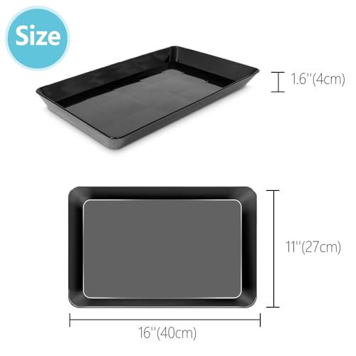 Serving Tray Platter, 4 Pcs Food Tray for Veggie Fruit Snack Dessert Cookie Cheese, Food Trays for Party Supplies Display, Plastic Platters for Serving Food, Large Trays, BPA Free - color: Black, size: 16.0'' x 11'' (4 Pack)