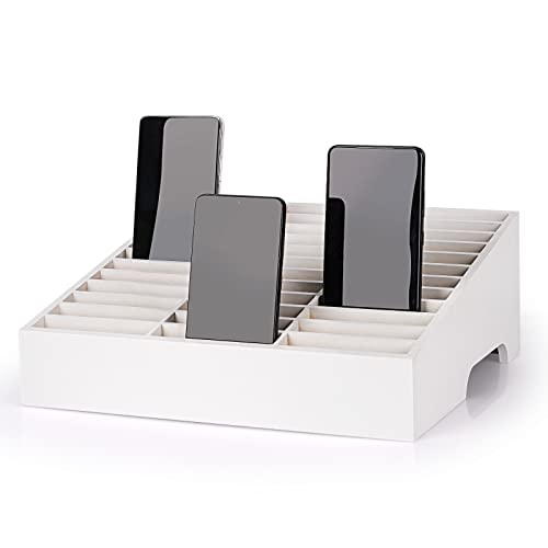 36-Grid Wooden Cell Phone Holder Desktop Organizer Storage Box for Classroom Office (White 36-Grid) - size: White 36-Grid