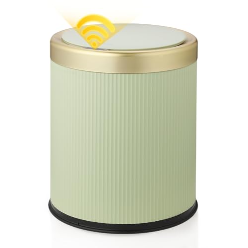 Smart Touchless Bathroom Trash Can, 2.8 Gallon Automatic Motion Sensor Rubbish Can with Lid Electric Small Garbage Bin for Kitchen, Office, Toilet, Bedroom -Green - color: Green, size: 2.8 Gallon