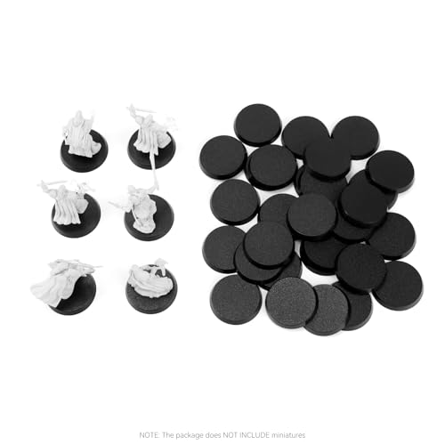 100PCS 32mm/1.26inch Textured Plastic Black Round Miniature Bases, Model Base for Gaming Miniatures or Wargames Table Top Games - color: 32mm-100pcs-black