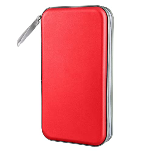 Siveit CD Case Holder, 80 Capacity CD/DVD Case Holders Wallet Hard Plastic CD DVD Disc Cases Storage Binder for Car Home Office Travel (Red) - color: Red