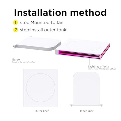 PC Case ARGB Square Figurine Shelf, Figure Stand, Infinity Mirror Design Floating PC Shelf for Figure - 120mm Fan Accessories-White - color: White