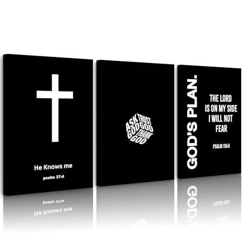 Christian Jesus Wall Art Black White God Canvas Wall Decor Religious Bible Verse Poster Modern Christian Cross Painting Artwork Christ Scripture Prints Picture for Bedroom 12x16x3 Inch Wrapped Canvas - color: Black God Prints, size: 12x16 Inch Wrapped Can