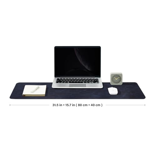 Distressed Leather Desk Mat - Non-Slip PU Desk Pad for Office and Home - Desk Organization and Accessories - Ideal for Large Mouse Pad and Desk Mats on Top of Desks(Navy Blue,31.5"x 15.7") - color: Navy Blue, size: 31.5" x 15.7"