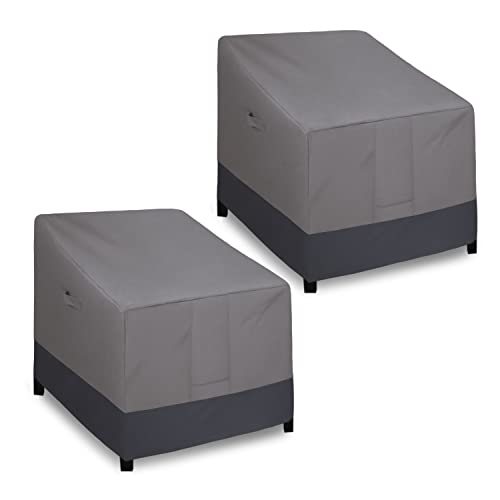 Easy-Going Outdoor Chair Cover Waterproof, Heavy Duty Patio Chair Cover, Windproof Outdoor Furniture Cover with Air Vent (2 Pack-35Wx38Dx31H inch, Gray/Dark Gray) - color: Gray/Dark Gray, size: 2 Pack-35Wx38Dx31H