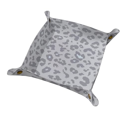 PU Leather Jewelry Valet Tray, Portable Catchall Tray for Keys, Wallet, Watch,Travel Jewelry Tray Organizer for Nightstand Desk Entryway Home Decor Gift for Women Men Grey Leopard Print - color: Grey Leopard Print