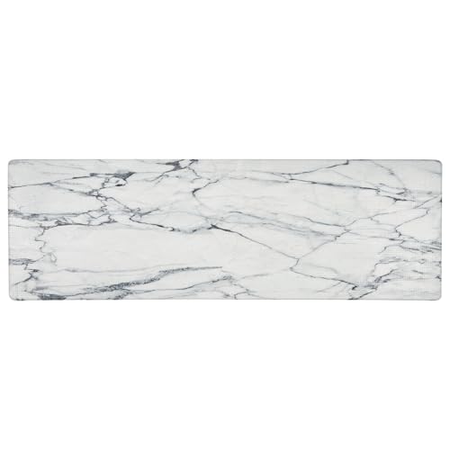 Home Dynamix Cozy Living Modern Marble Runner Anti-Fatigue Kitchen Mat, Non-Slip Floor Mat, Padded Standing Desk Mat, Grey/White, 17.5"x55" - color: Grey/White, size: 55"L x 17.5"W x 0.5"Th
