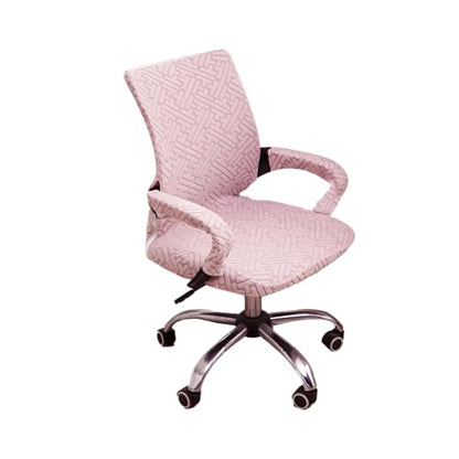 Pink Office Chair Cover with Armrest Cover 18Inch Wide Stretch Jacquard Small Desk Computer Chair Covers with Long Zipper Arm Slipcovers Washable - color: Jacquard T-pink, size: Small