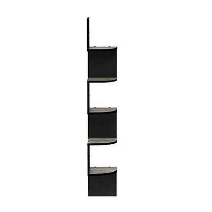 Furinno Rossi Wall Mount Floating Corner Shelf, 5-Tier Radial, French Oak Grey/Black - color: French Oak