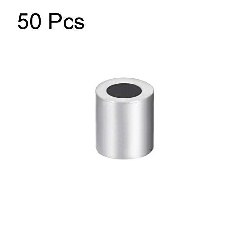 uxcell Aluminum Wire Rope Stop Sleeve Round Cable Ferrule Loop for 5/32" Wire Rope Pack of 50