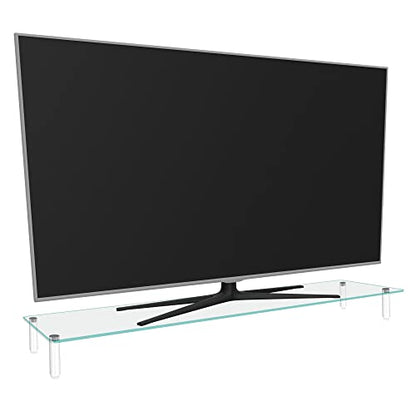 Kantek Extra-Wide Glass Monitor Riser with 8mm Tempered Glass Platform and 60-Pound Capacity, Clear Glass (MS380), 3.3" x 39.4" x 10.2" - size: Extra Wide